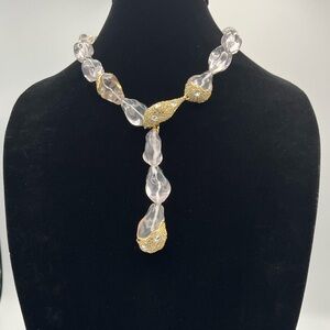 Alexis Bittar Liquid Lucite Crystal Pebble Lariat – Signed